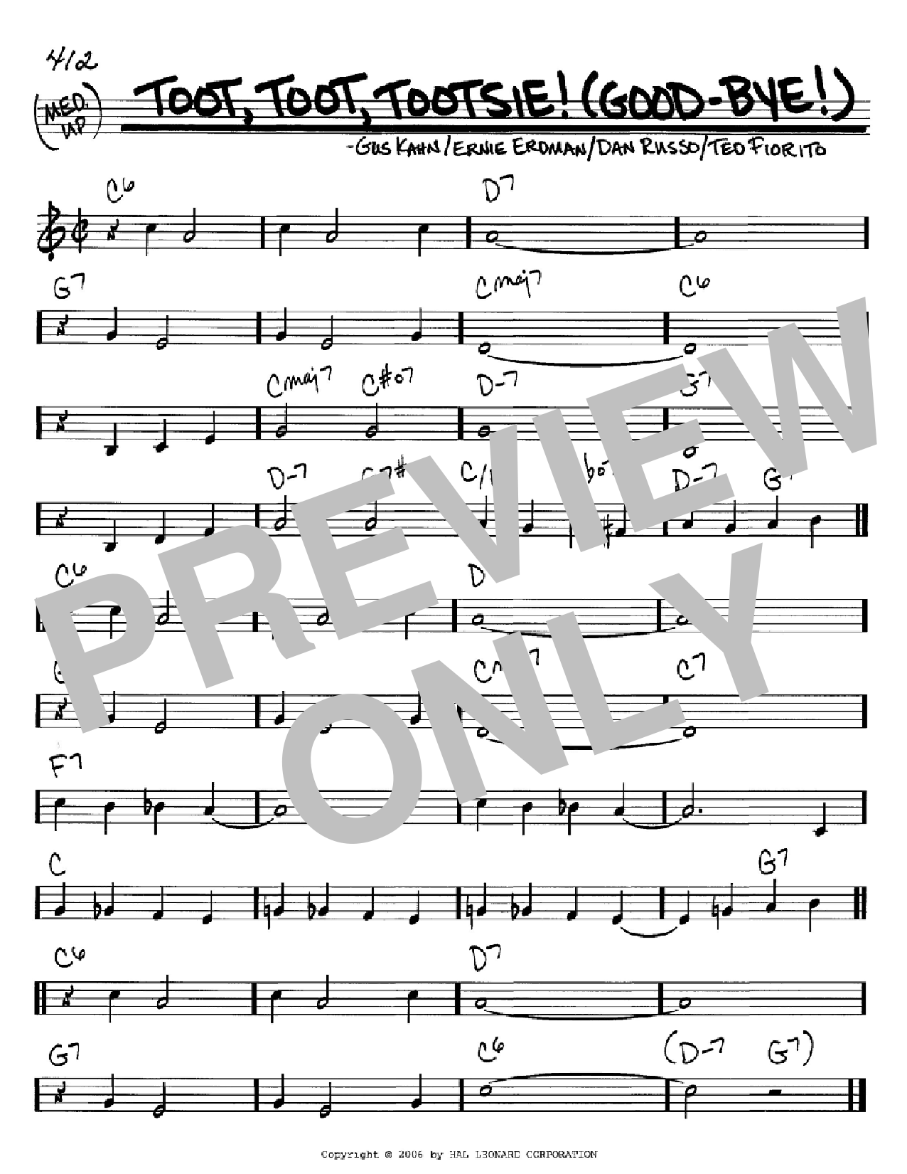 Gus Kahn Toot, Toot, Tootsie! (Good-bye!) sheet music notes and chords arranged for Piano, Vocal & Guitar Chords (Right-Hand Melody)