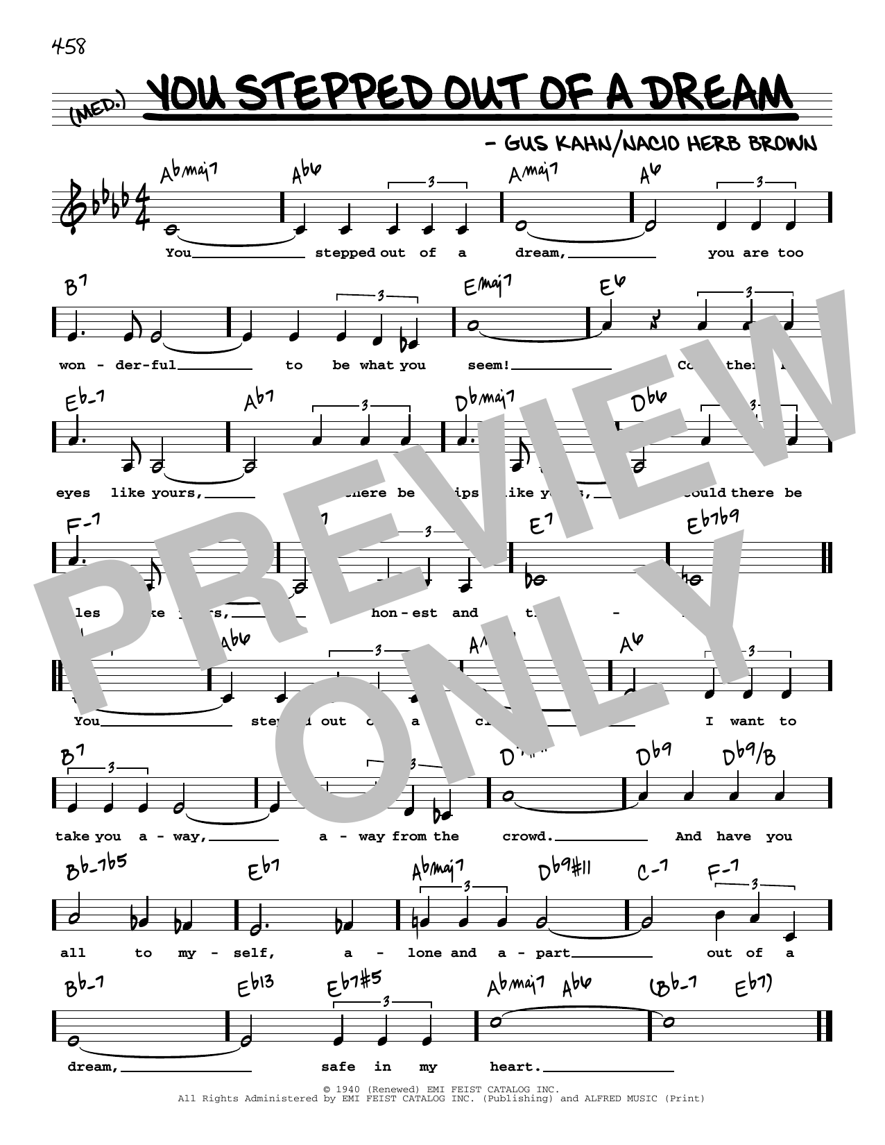 Gus Kahn You Stepped Out Of A Dream (Low Voice) sheet music notes and chords arranged for Real Book – Melody, Lyrics & Chords