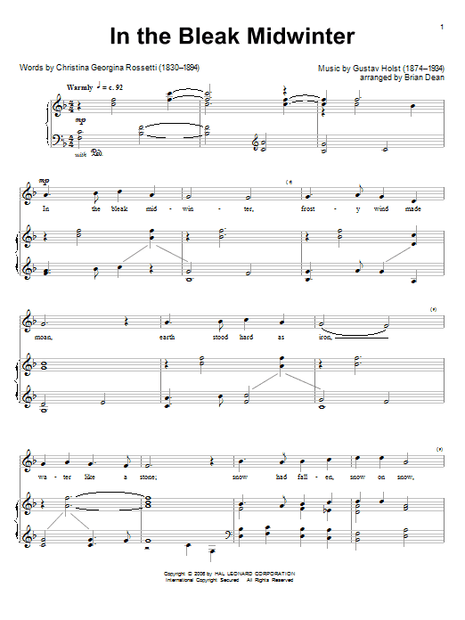 Gustav Holst In The Bleak Midwinter sheet music notes and chords arranged for Violin and Piano
