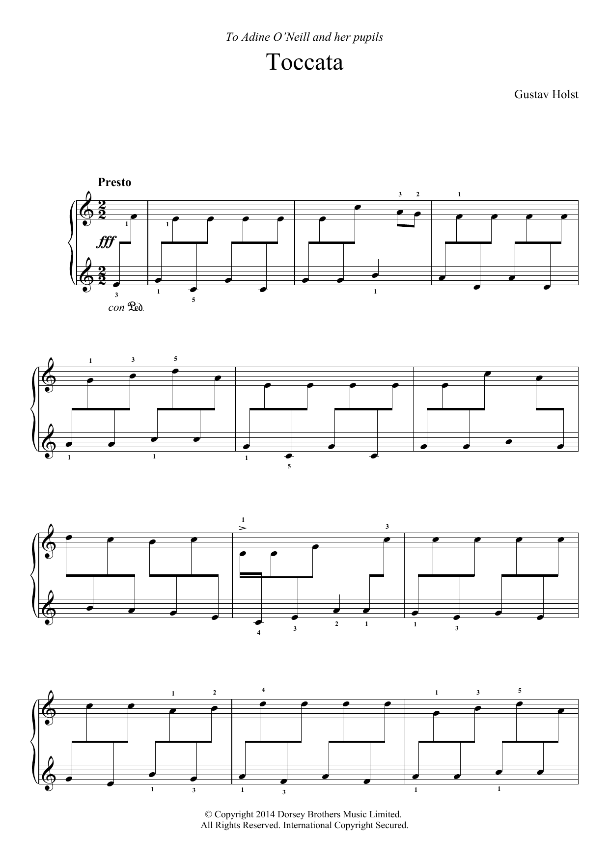 Gustav Holst Toccata On A Northumbrian Tune sheet music notes and chords arranged for Piano Solo