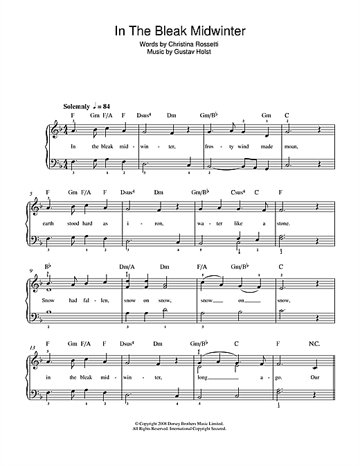 Gustav Holst In The Bleak Midwinter sheet music notes and chords arranged for Easy Guitar