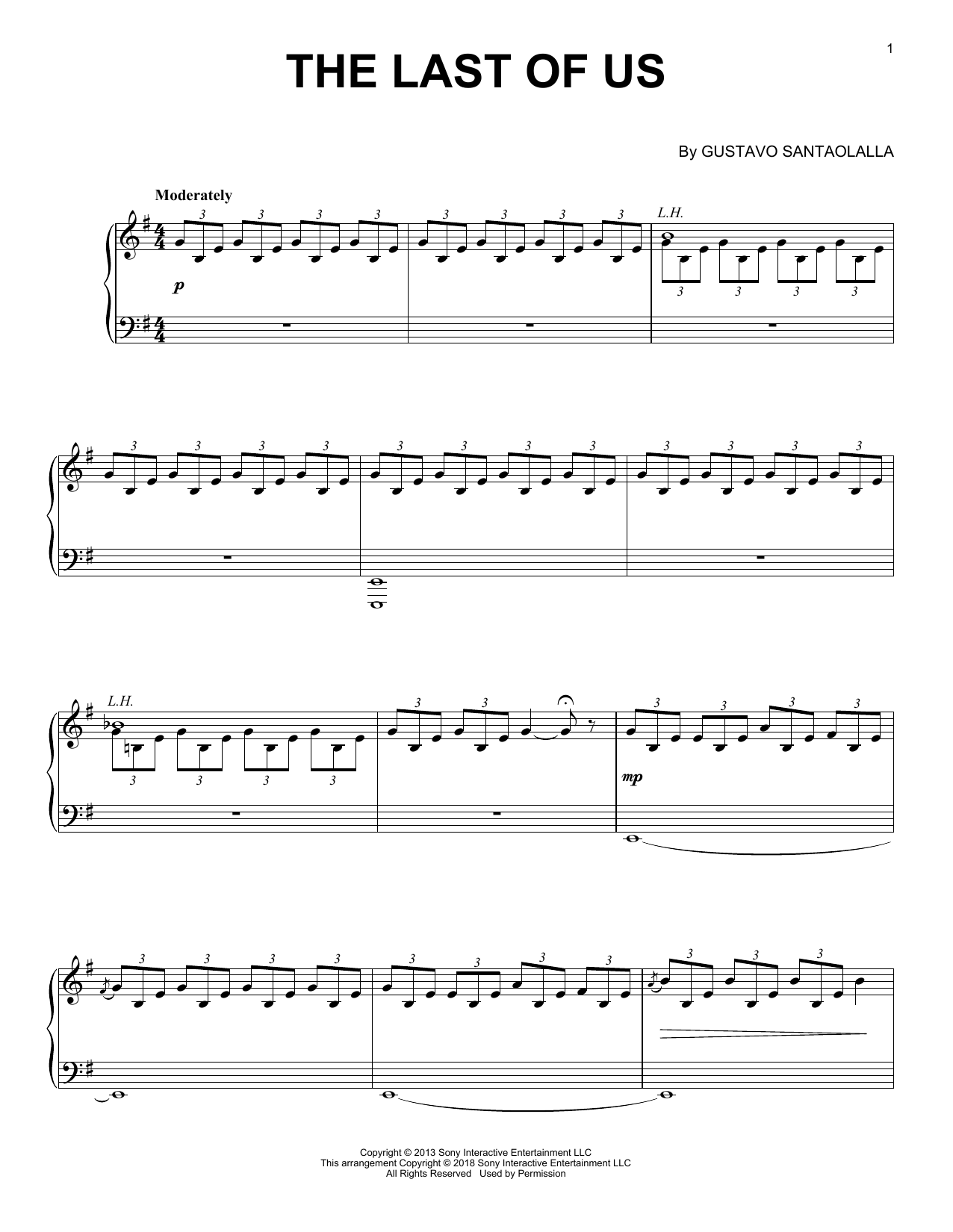 Gustavo Santaolalla The Last Of Us sheet music notes and chords arranged for Piano Solo