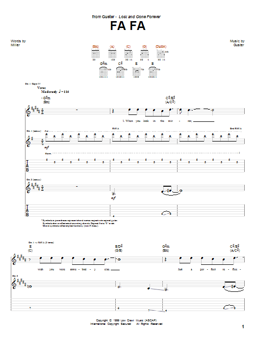 Guster Fa Fa sheet music notes and chords arranged for Guitar Tab