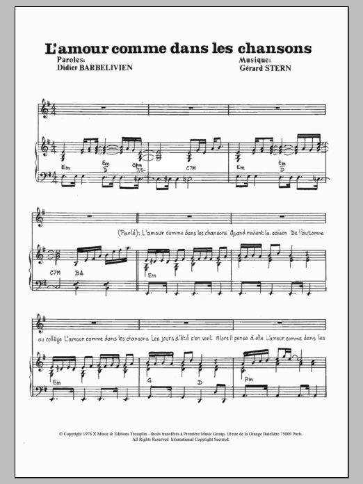 Guy Bonnardot L'Amour Comme Dans Les Chansons sheet music notes and chords arranged for Piano & Vocal