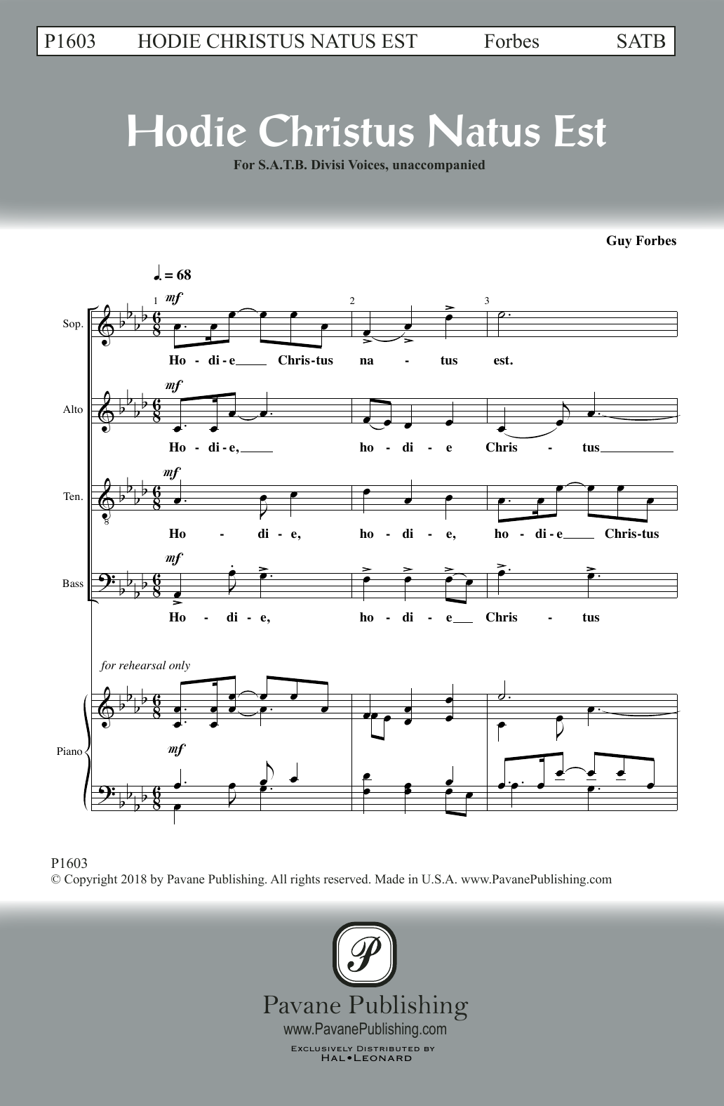 Guy Forbes Hodie Christus Natus Est sheet music notes and chords arranged for SATB Choir
