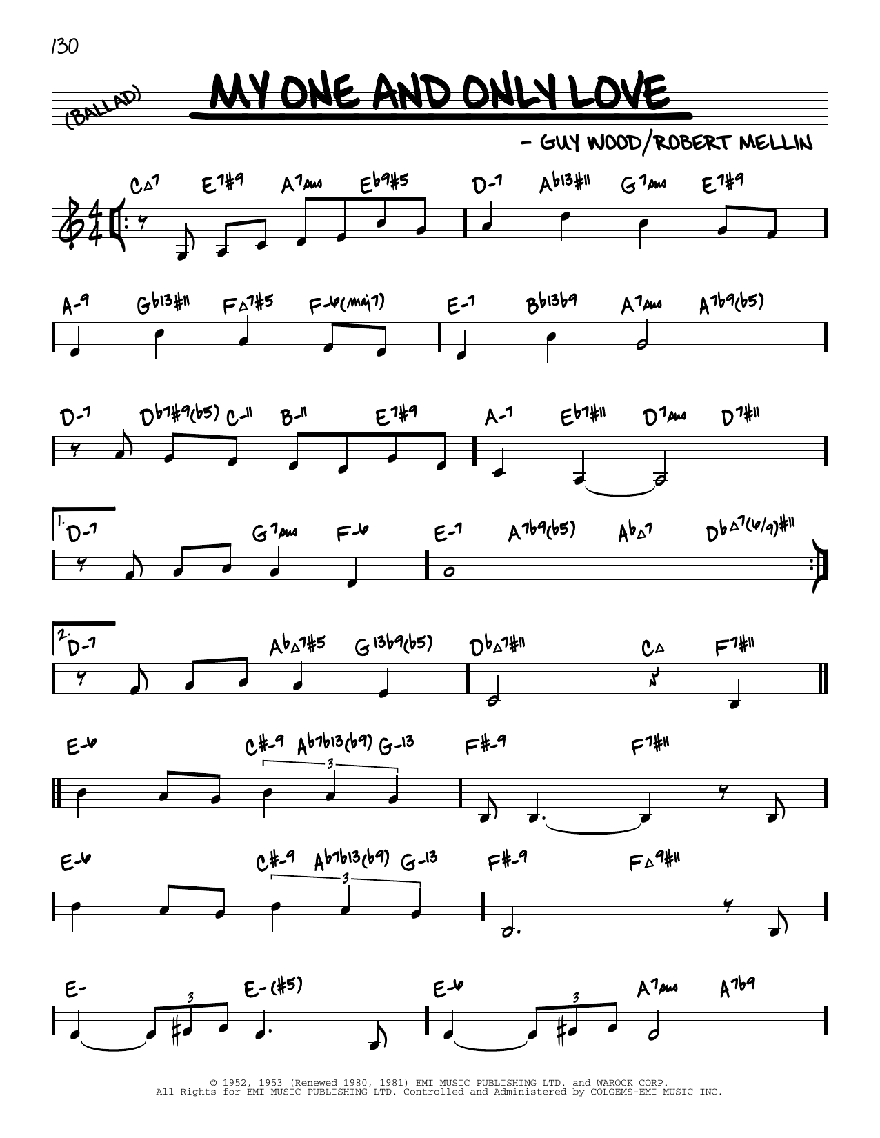 Guy Wood My One And Only Love (arr. David Hazeltine) sheet music notes and chords arranged for Real Book – Enhanced Chords