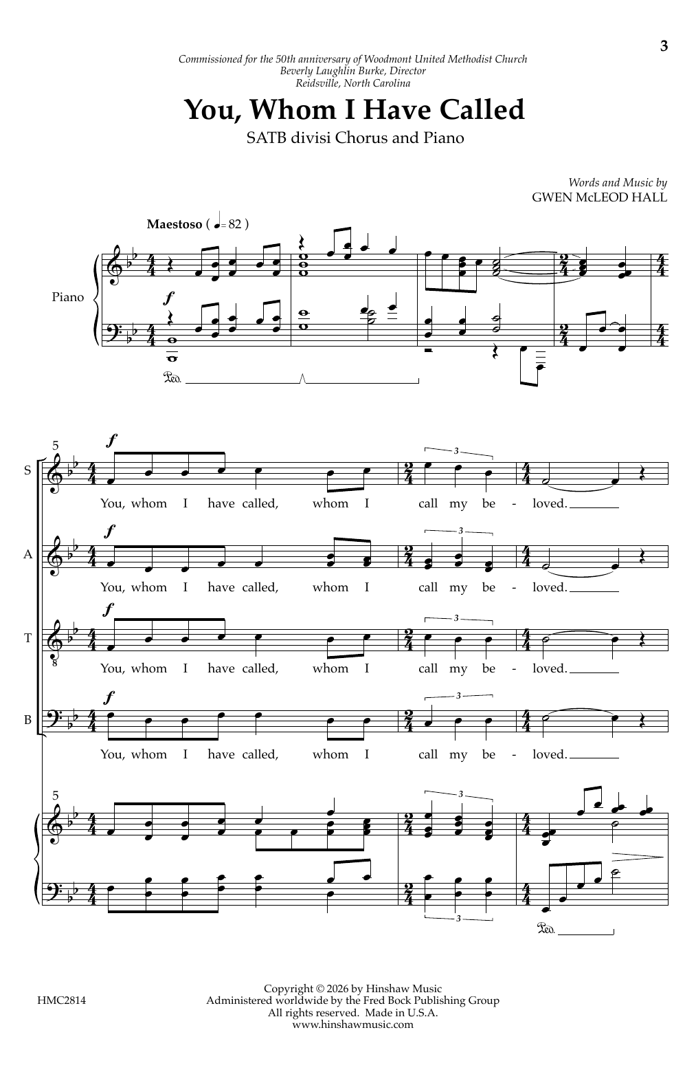 Gwen McLeod Hall You Whom I Have Called sheet music notes and chords arranged for SATB divisi Choir