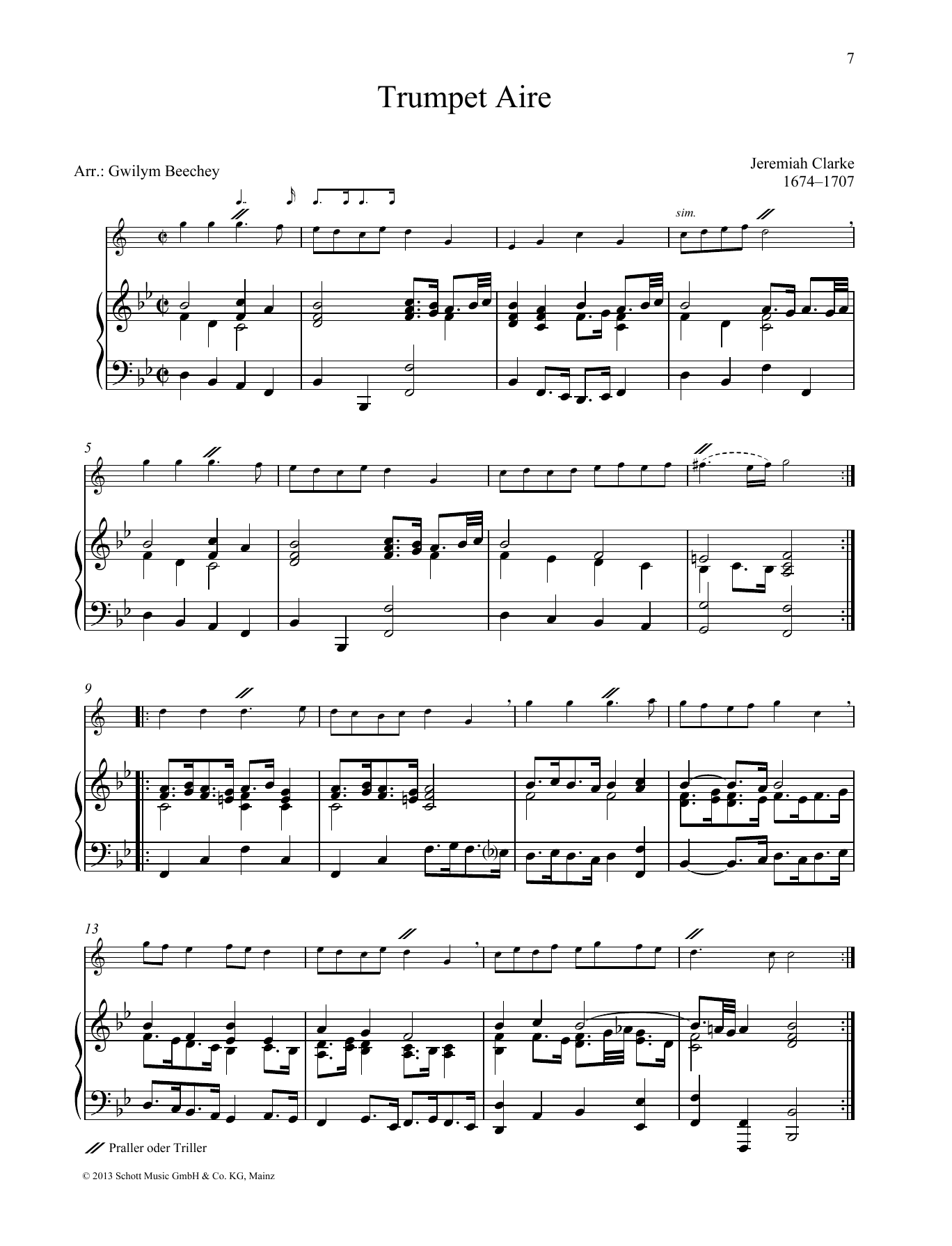 Gwilym Beechey Trumpet Air sheet music notes and chords arranged for Brass Solo