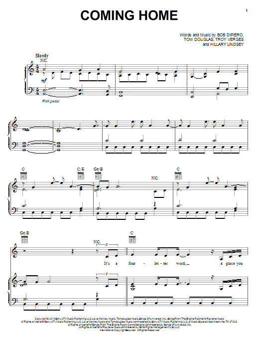 Gwyneth Paltrow Coming Home sheet music notes and chords arranged for Piano, Vocal & Guitar Chords (Right-Hand Melody)