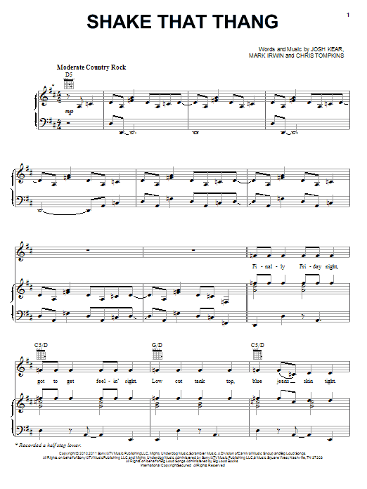 Gwyneth Paltrow Shake That Thang sheet music notes and chords arranged for Piano, Vocal & Guitar Chords (Right-Hand Melody)