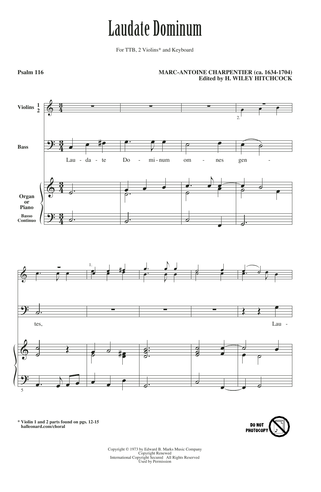 H. Wiley Hitchcock Laudate Dominum sheet music notes and chords arranged for TTBB Choir