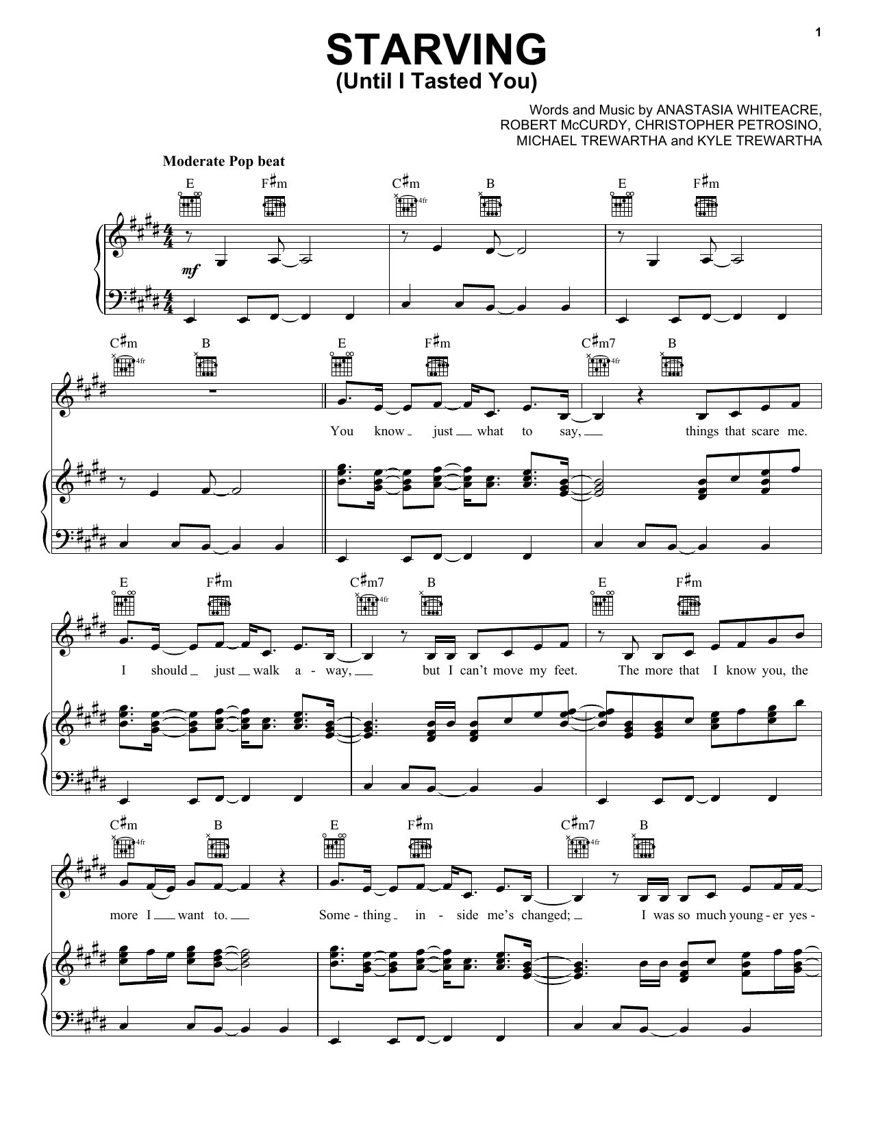 Hailee Steinfeld & Grey Feat. Zedd Starving (Until I Tasted You) sheet music notes and chords arranged for Piano, Vocal & Guitar Chords (Right-Hand Melody)