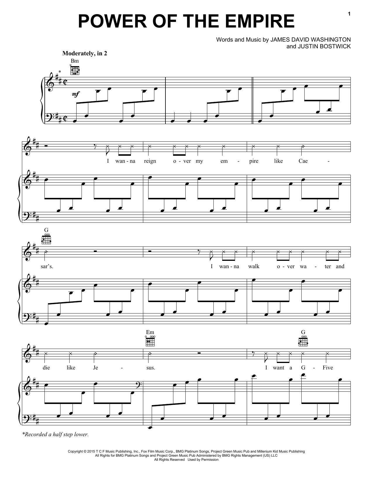 Hakeem Lyon/Bryshere Gray Power Of The Empire sheet music notes and chords arranged for Piano, Vocal & Guitar Chords (Right-Hand Melody)