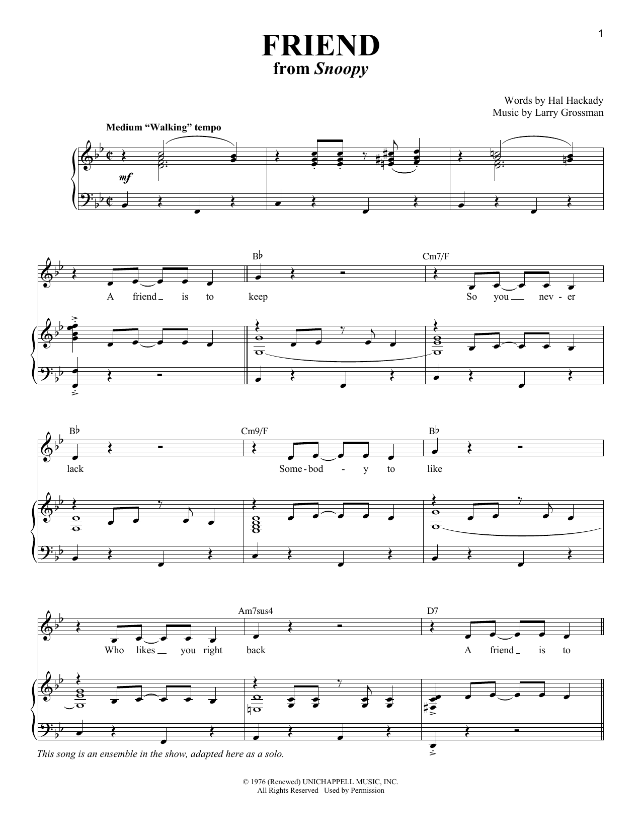 Hal Clayton Hackady Friend sheet music notes and chords arranged for Piano & Vocal