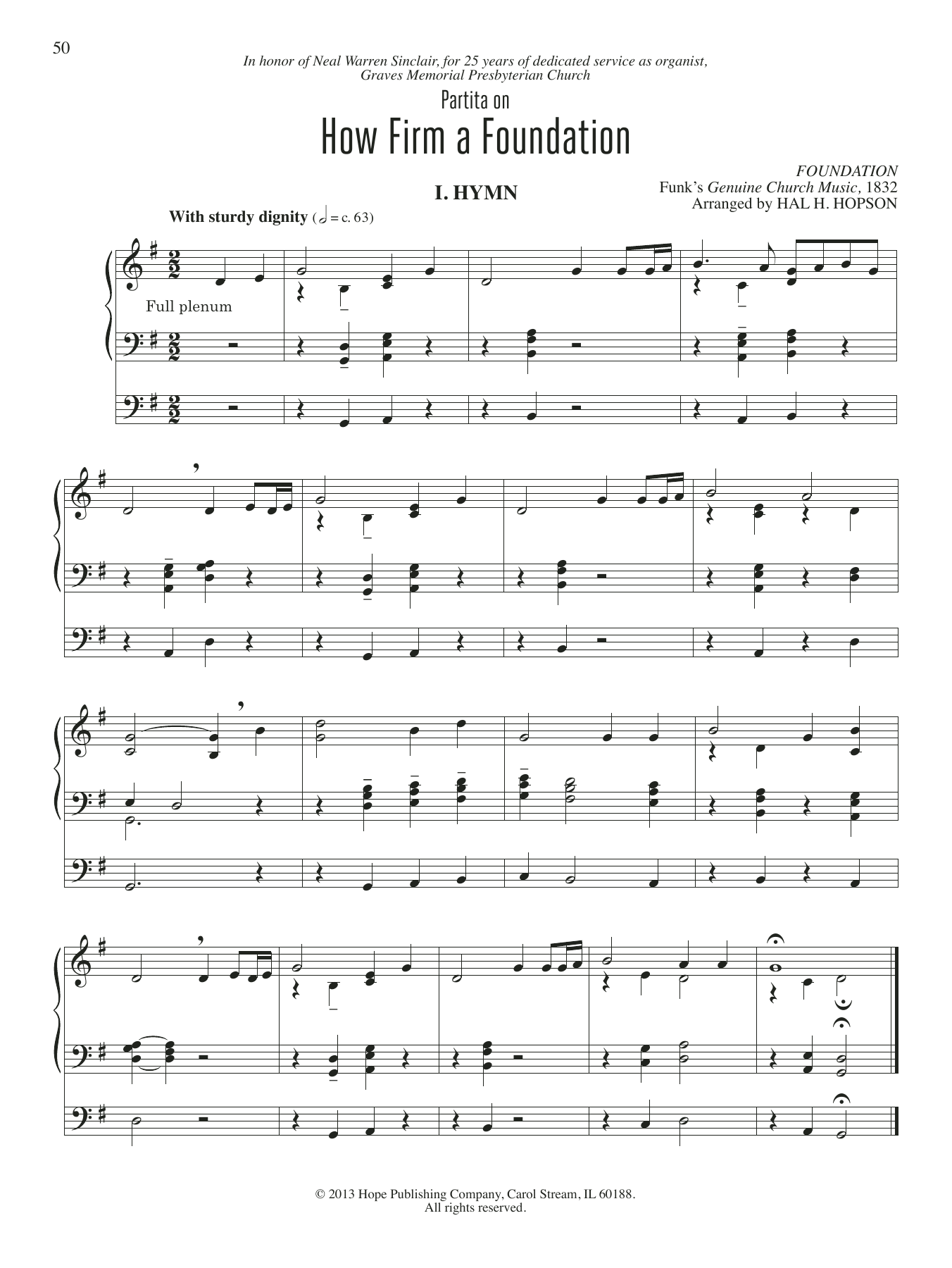 Hal H. Hopson How Firm a Foundation sheet music notes and chords arranged for Organ