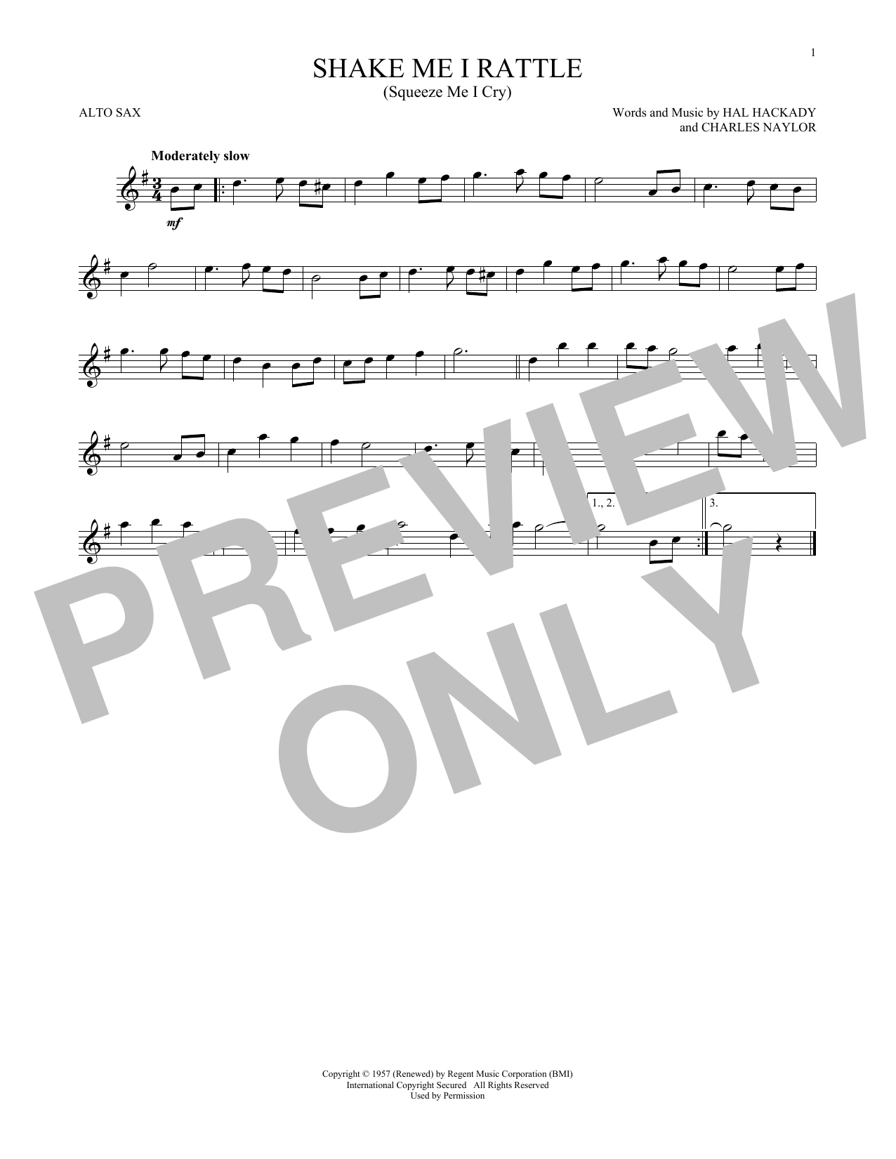 Hal Hackady Shake Me I Rattle (Squeeze Me I Cry) sheet music notes and chords arranged for Super Easy Piano
