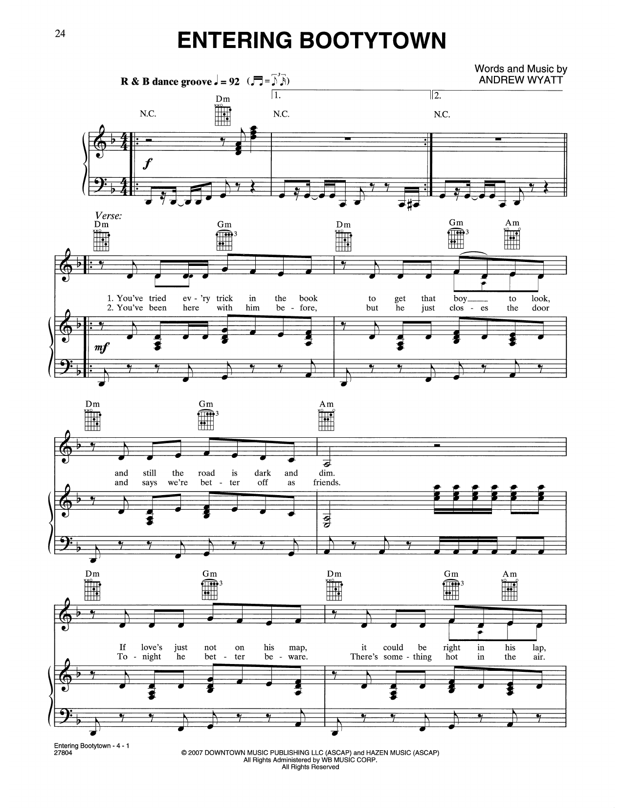 Haley Bennett Entering Bootytown (from Music And Lyrics) sheet music notes and chords arranged for Piano, Vocal & Guitar Chords (Right-Hand Melody)