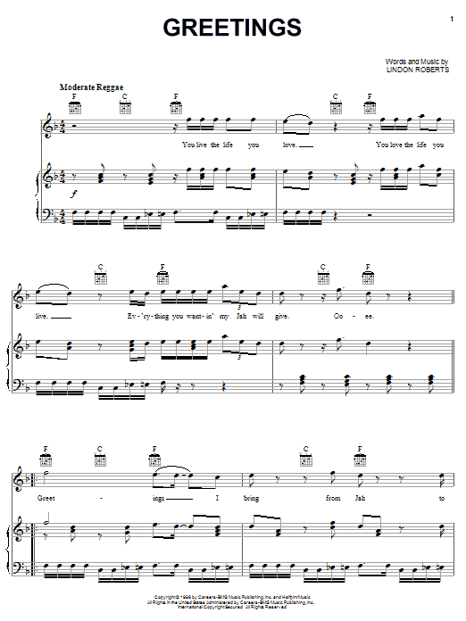 Halfpint Greetings sheet music notes and chords arranged for Piano, Vocal & Guitar Chords (Right-Hand Melody)