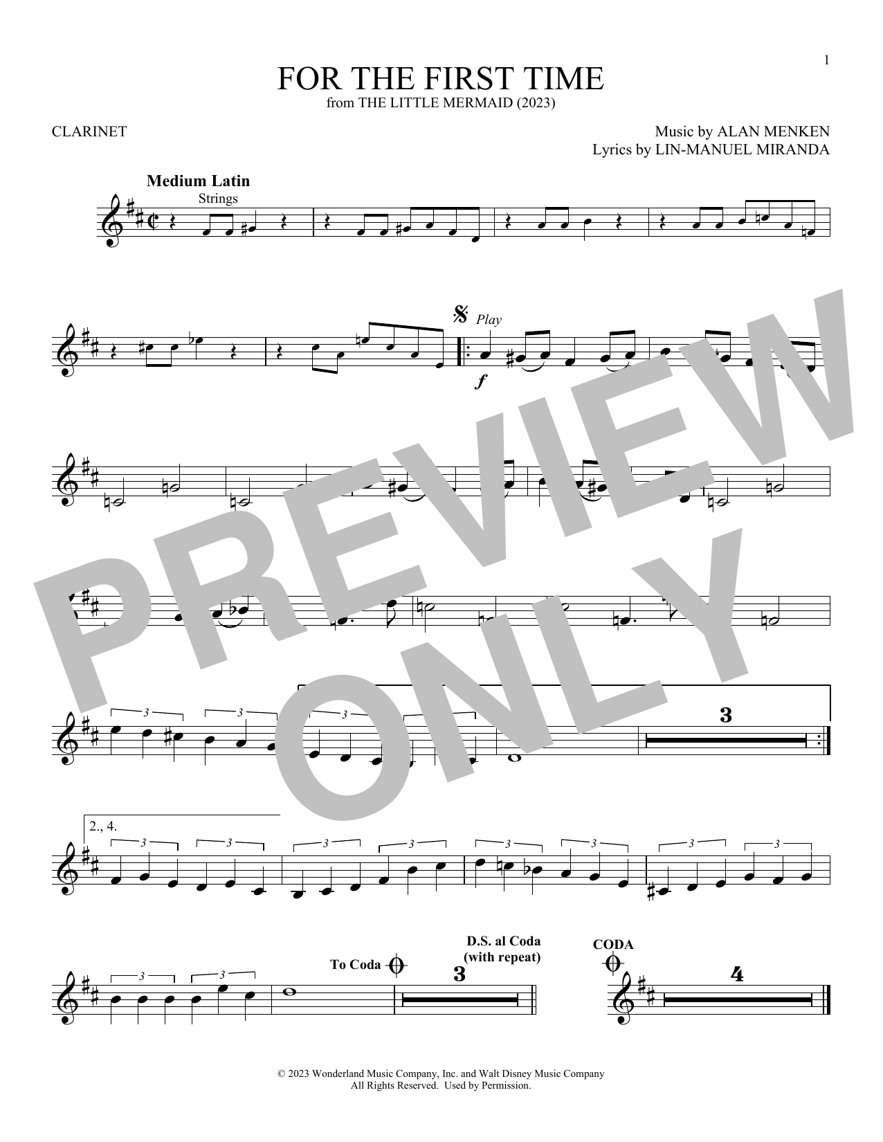 Halle Bailey For The First Time (from The Little Mermaid) (2023) sheet music notes and chords arranged for Piano, Vocal & Guitar Chords (Right-Hand Melody)