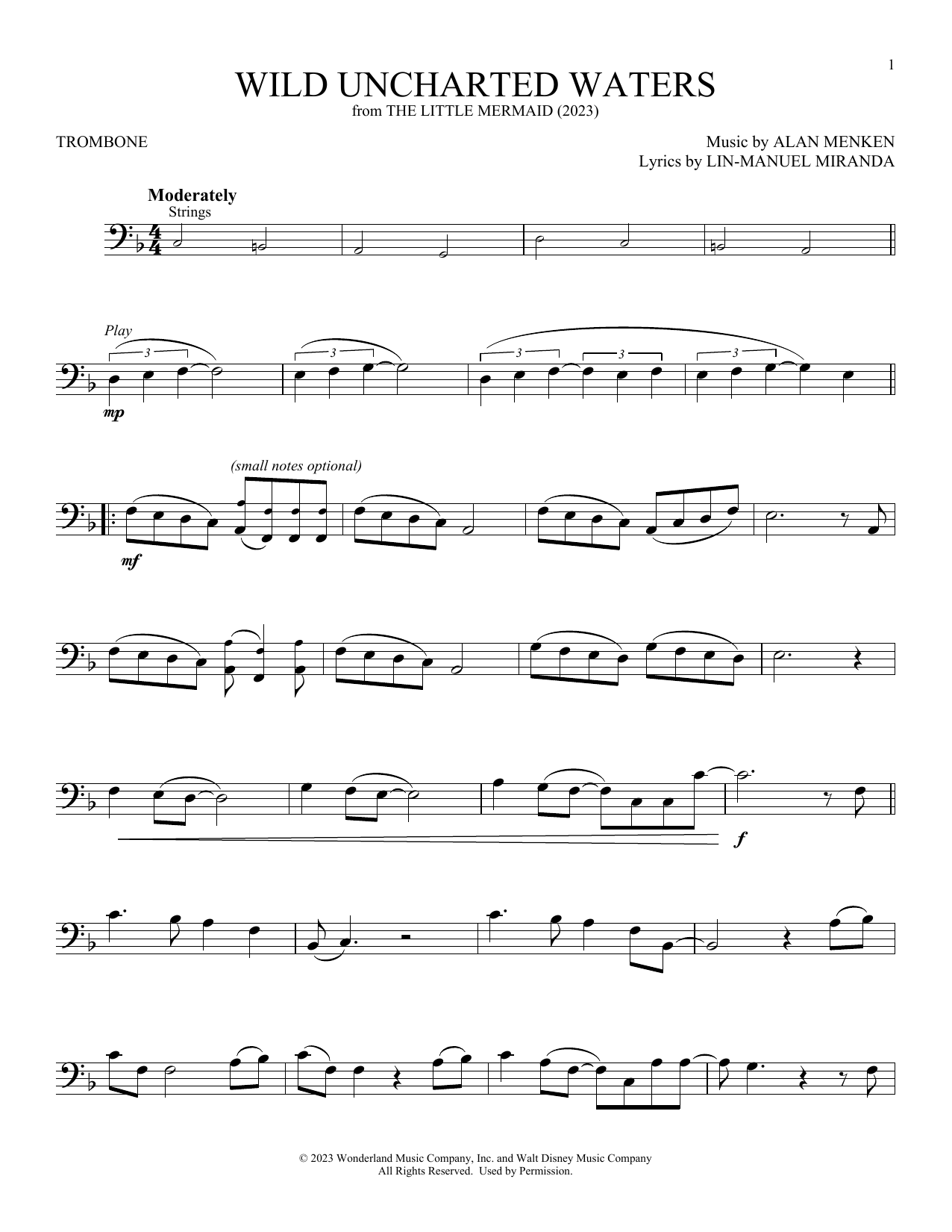 Halle Bailey Wild Uncharted Waters (from The Little Mermaid) (2023) sheet music notes and chords arranged for Cello Solo