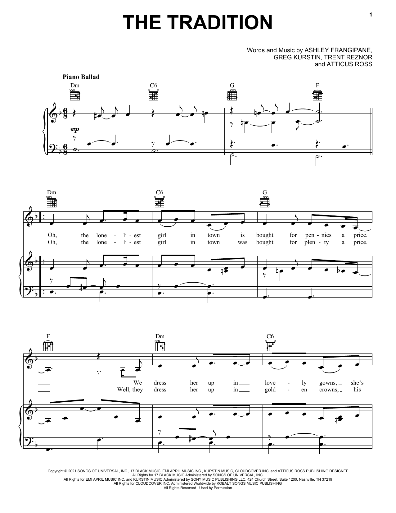 Halsey The Tradition sheet music notes and chords arranged for Piano, Vocal & Guitar Chords (Right-Hand Melody)