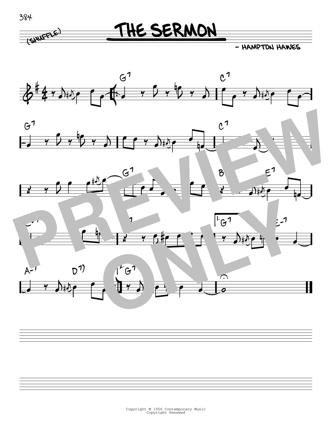 Hampton Hawes The Sermon sheet music notes and chords arranged for Real Book – Melody & Chords