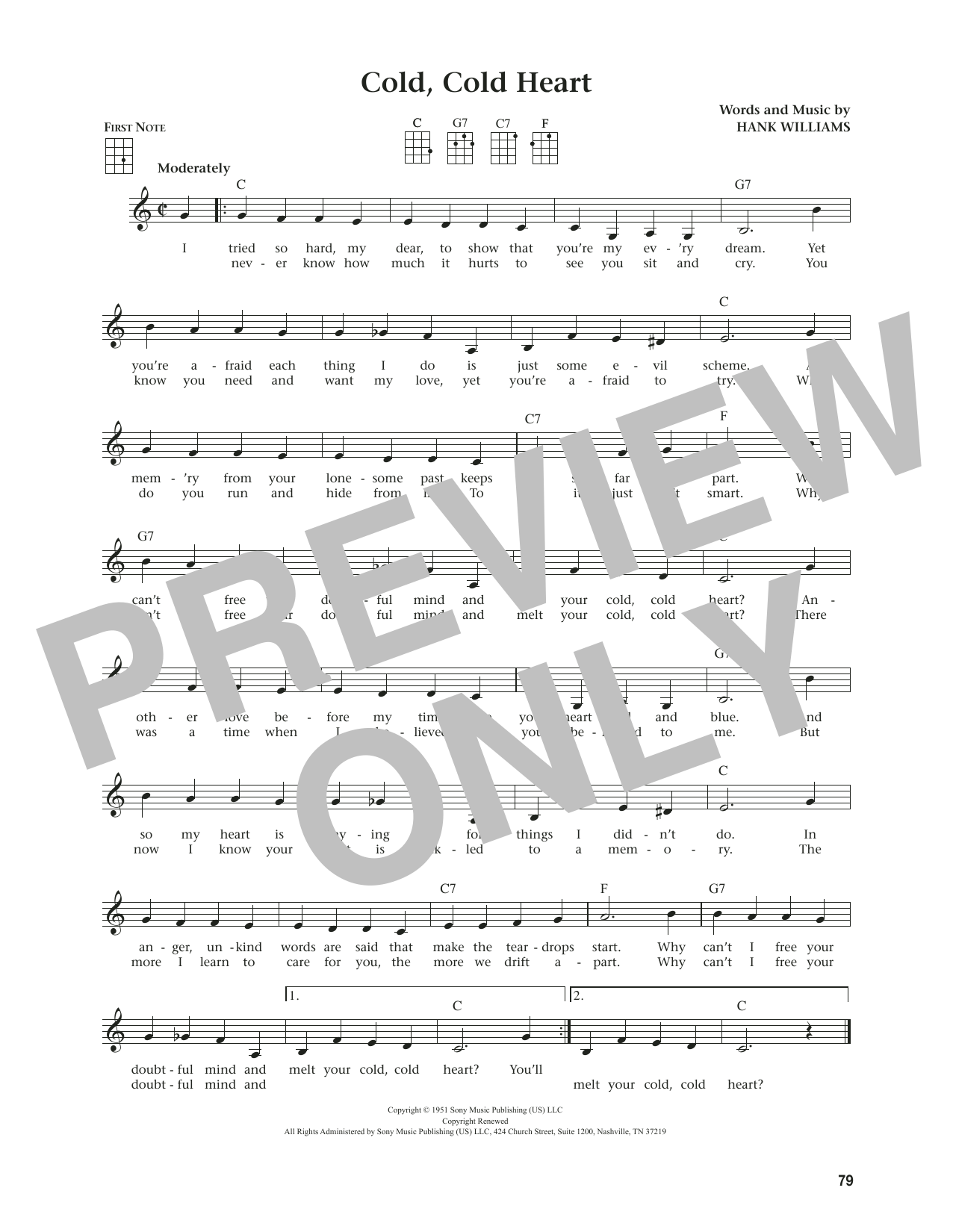 Hank Williams Cold, Cold Heart (from The Daily Ukulele) (arr. Jim Beloff) sheet music notes and chords arranged for Ukulele