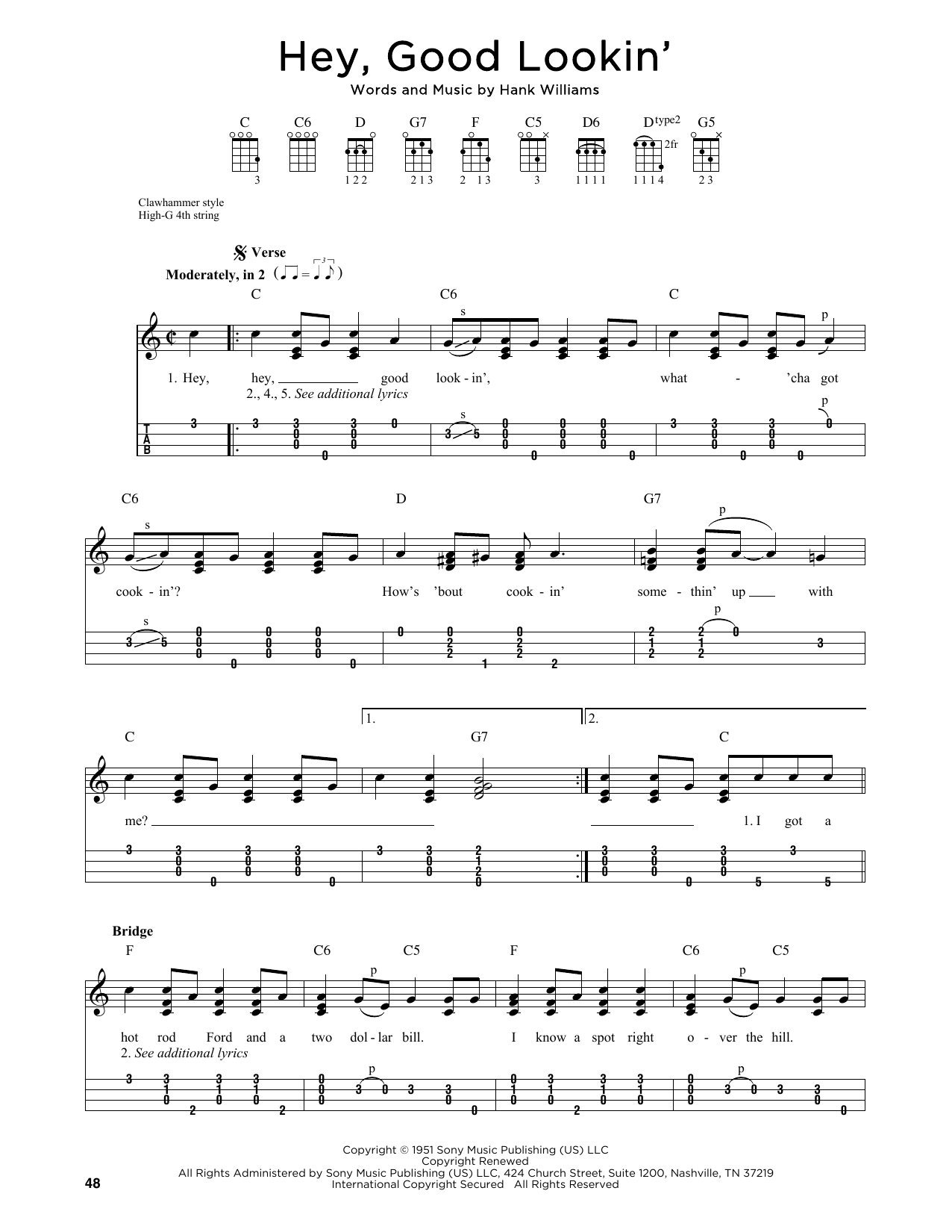 Hank Williams Hey, Good Lookin' (arr. Jim Schustedt) sheet music notes and chords arranged for Ukulele