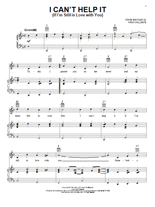 Hank Williams I Can't Help It (If I'm Still In Love With You) sheet music notes and chords arranged for Guitar Chords/Lyrics