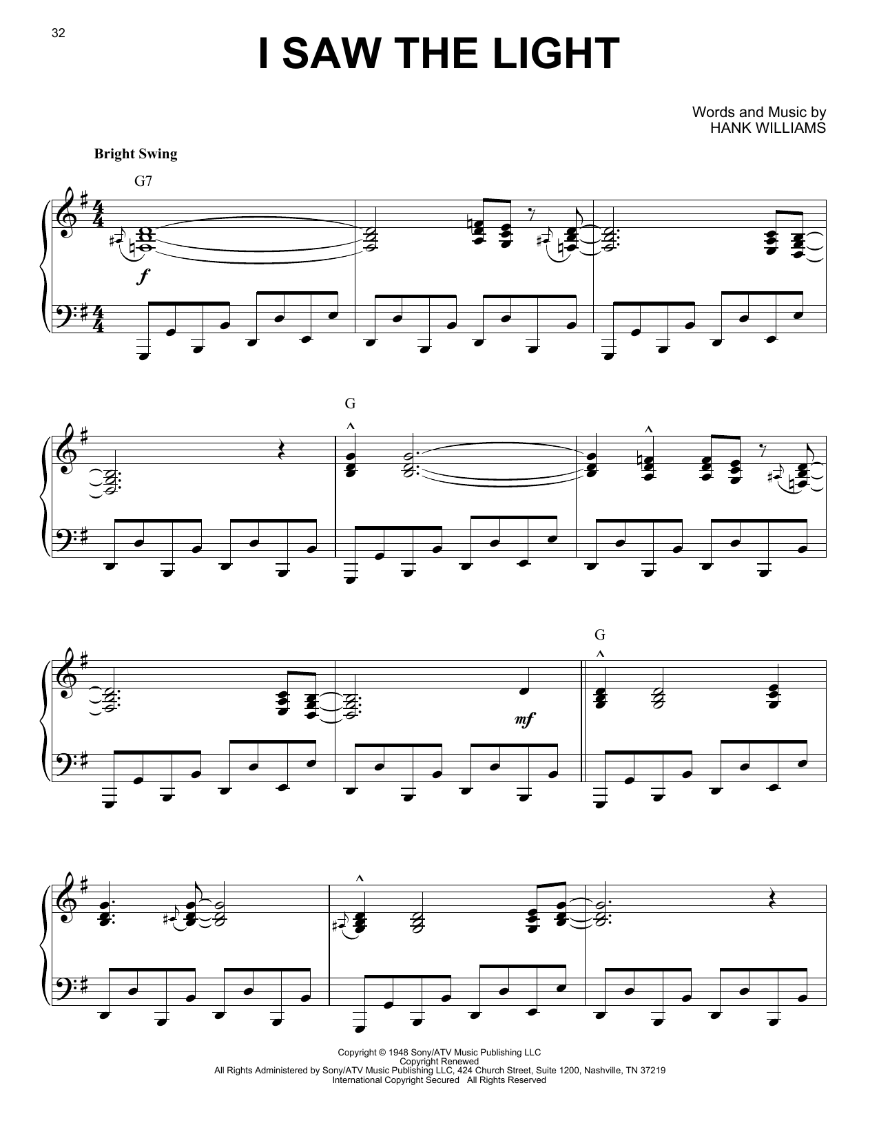 Hank Williams I Saw The Light (arr. Brent Edstrom) [Jazz version] sheet music notes and chords arranged for Piano Solo