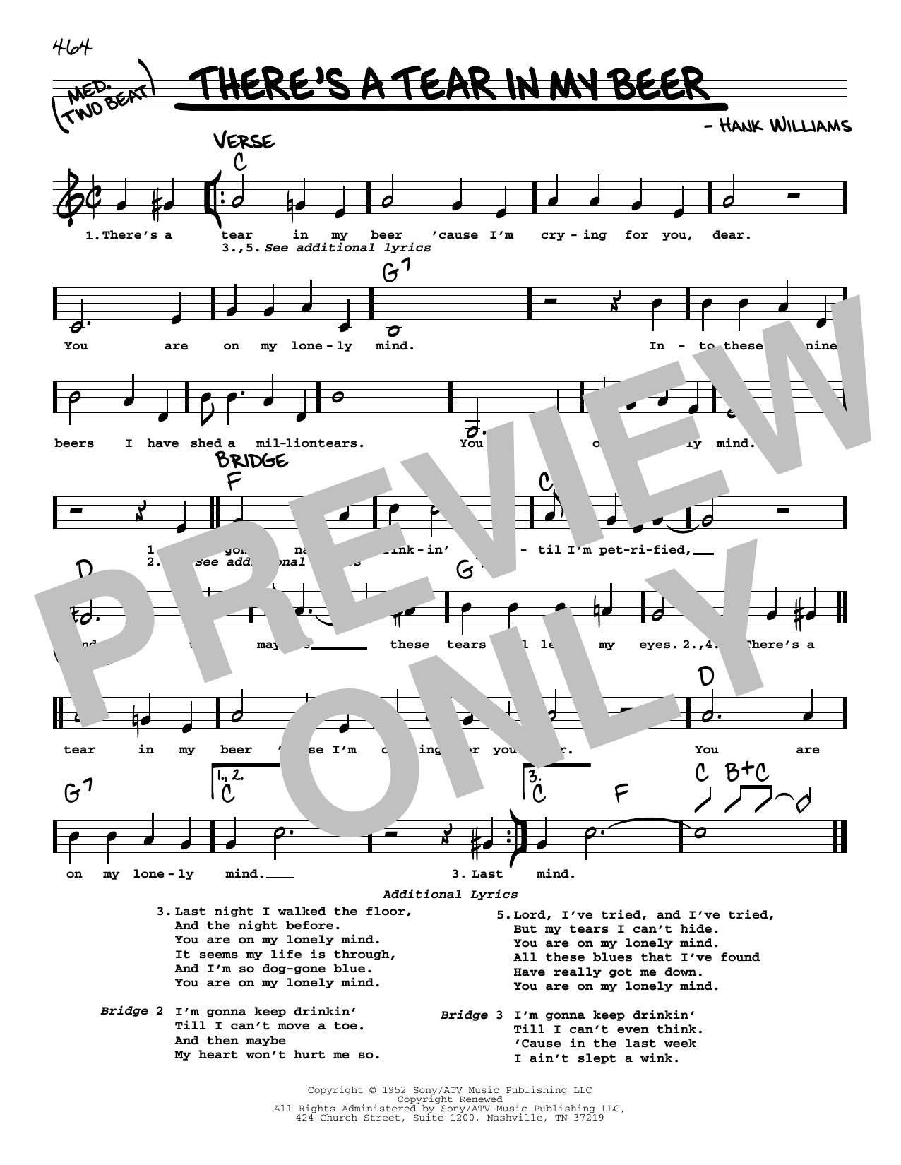 Hank Williams Jr. and Hank Williams There's A Tear In My Beer sheet music notes and chords arranged for Real Book – Melody, Lyrics & Chords