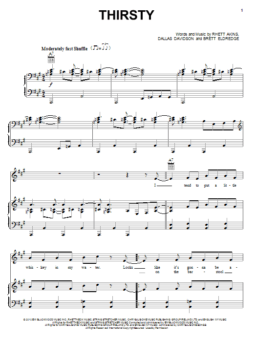 Hank Williams, Jr. Thirsty sheet music notes and chords arranged for Piano, Vocal & Guitar Chords (Right-Hand Melody)