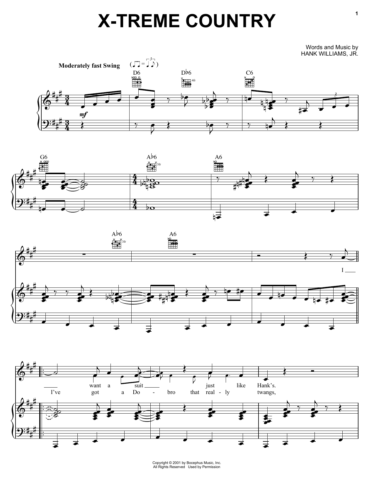 Hank Williams, Jr. X-Treme Country sheet music notes and chords arranged for Piano, Vocal & Guitar Chords (Right-Hand Melody)