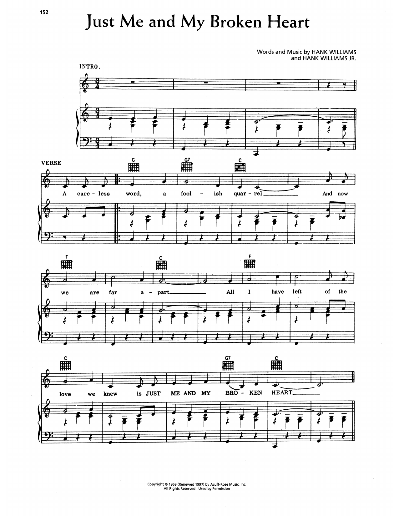 Hank Williams Just Me And My Broken Heart sheet music notes and chords arranged for Piano, Vocal & Guitar Chords (Right-Hand Melody)