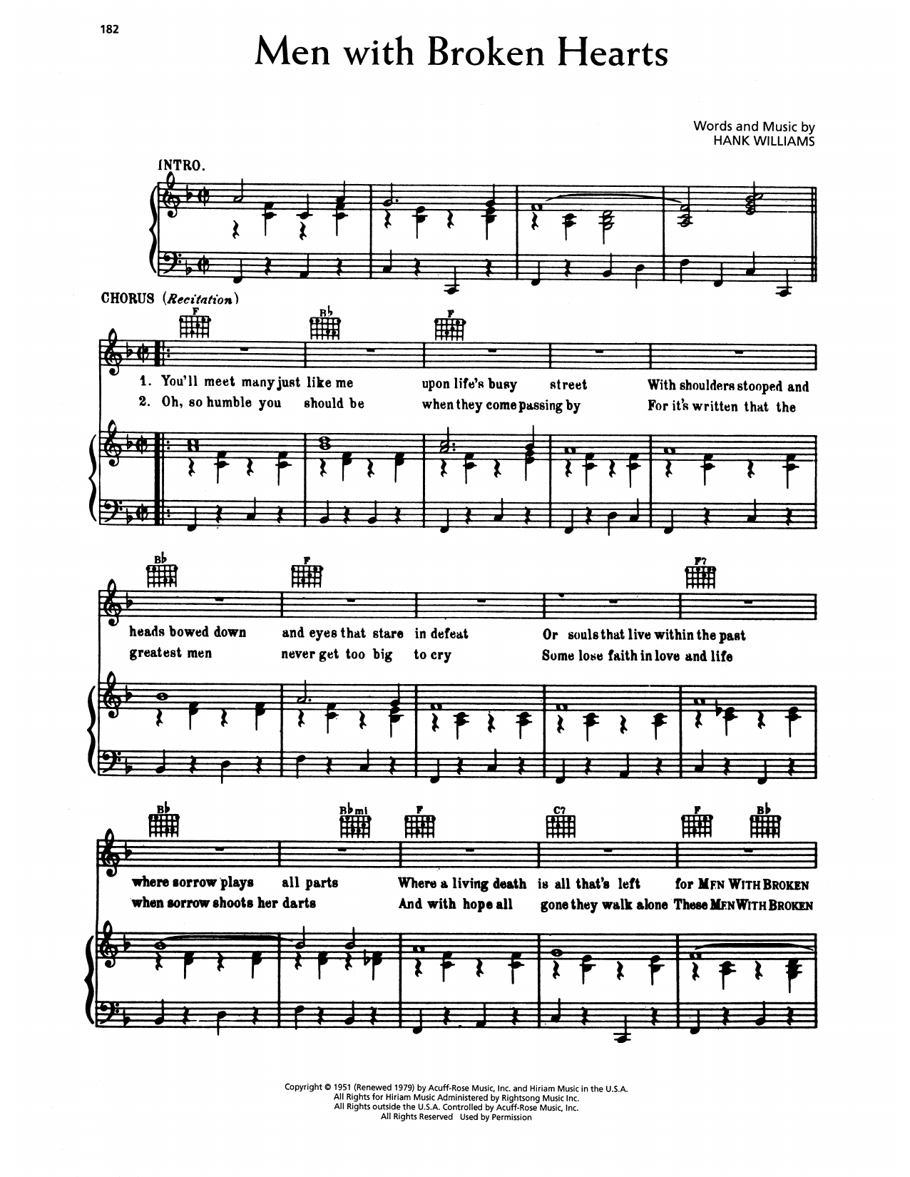 Hank Williams Men With Broken Hearts sheet music notes and chords arranged for Piano, Vocal & Guitar Chords (Right-Hand Melody)