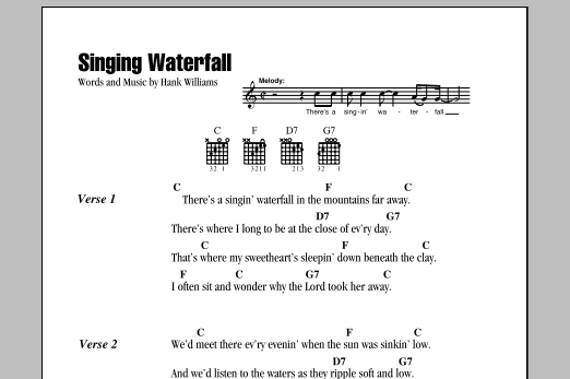 Hank Williams Singing Waterfall sheet music notes and chords arranged for Guitar Chords/Lyrics