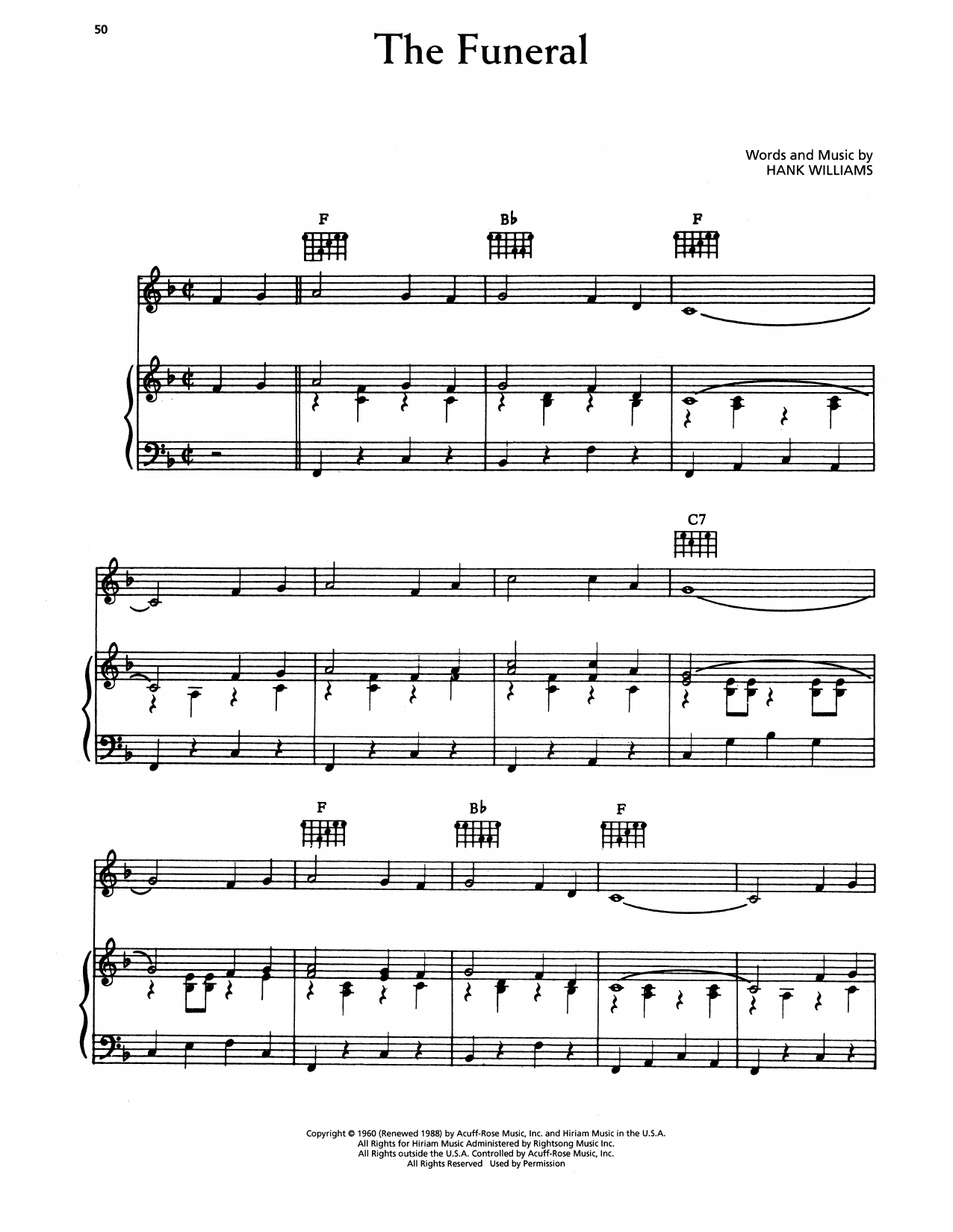 Hank Williams The Funeral sheet music notes and chords arranged for Piano, Vocal & Guitar Chords (Right-Hand Melody)