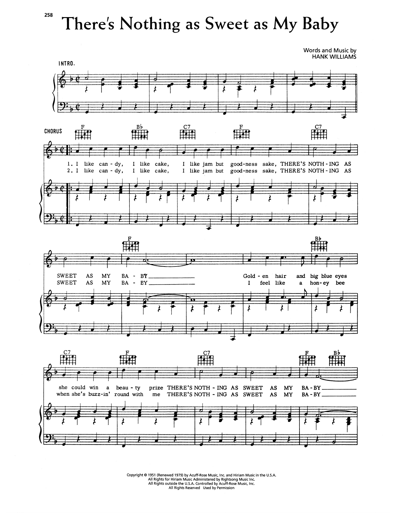 Hank Williams There's Nothing As Sweet As My Baby sheet music notes and chords arranged for Piano, Vocal & Guitar Chords (Right-Hand Melody)