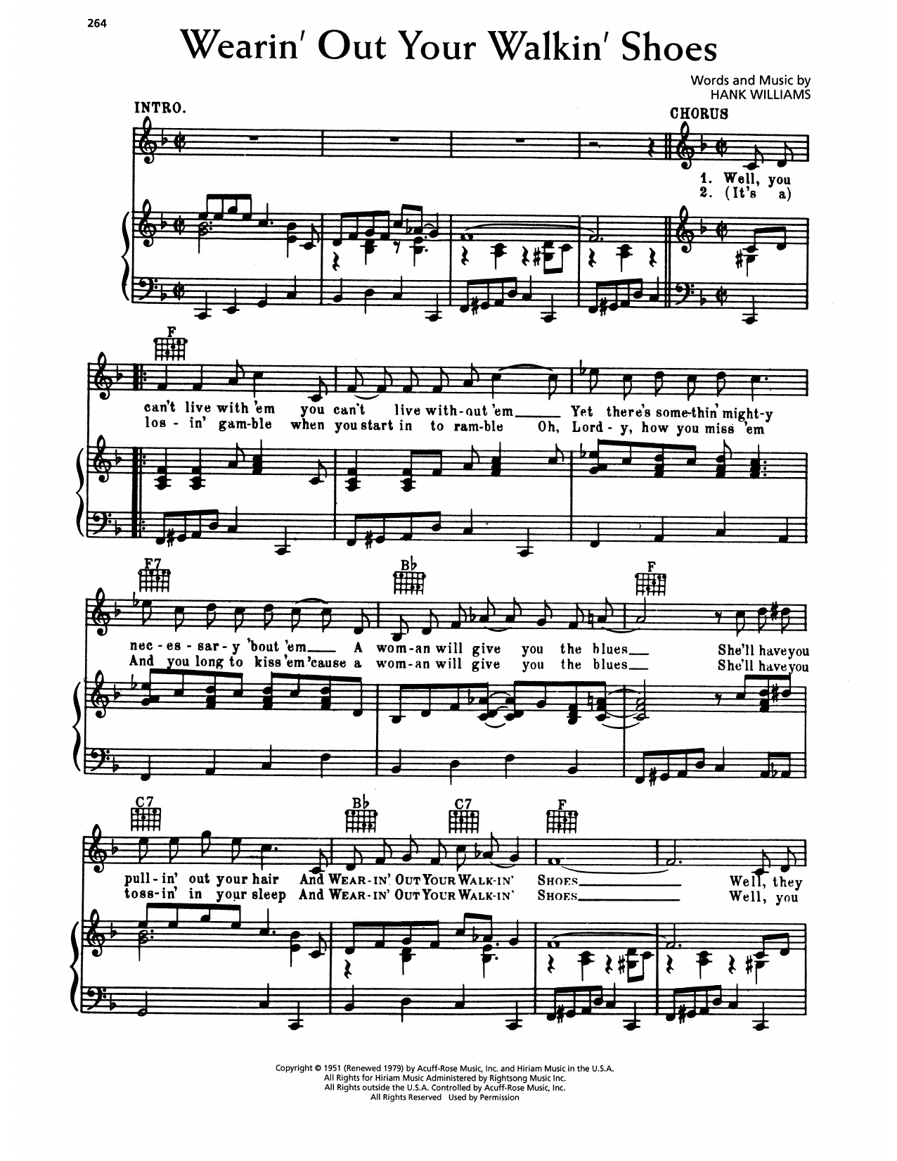 Hank Williams Wearin' Out Your Walkin' Shoes sheet music notes and chords arranged for Piano, Vocal & Guitar Chords (Right-Hand Melody)