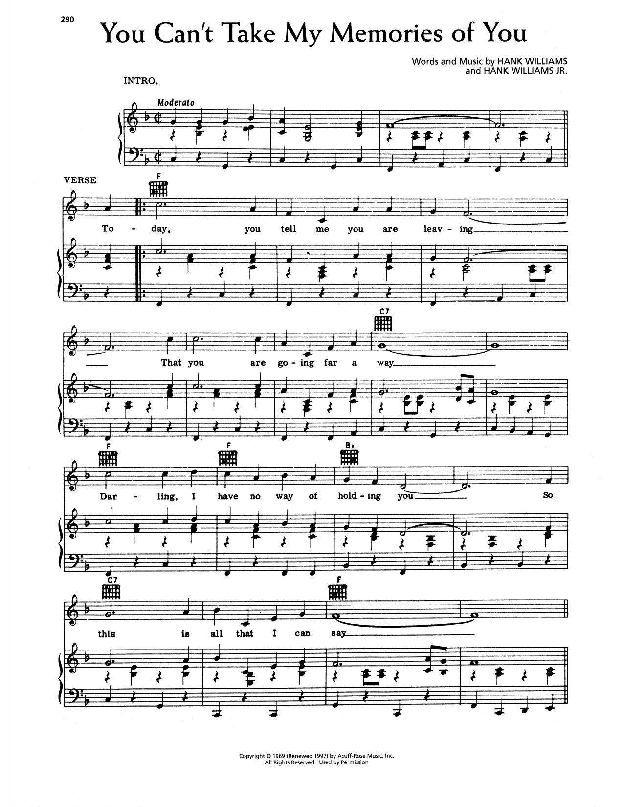Hank Williams You Can't Take My Memories Of You sheet music notes and chords arranged for Piano, Vocal & Guitar Chords (Right-Hand Melody)
