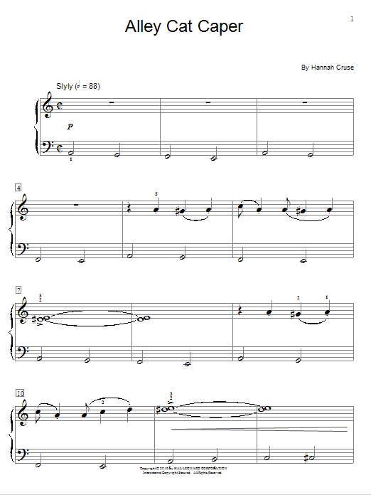 Hannah Cruse Alley Cat Caper sheet music notes and chords arranged for Educational Piano