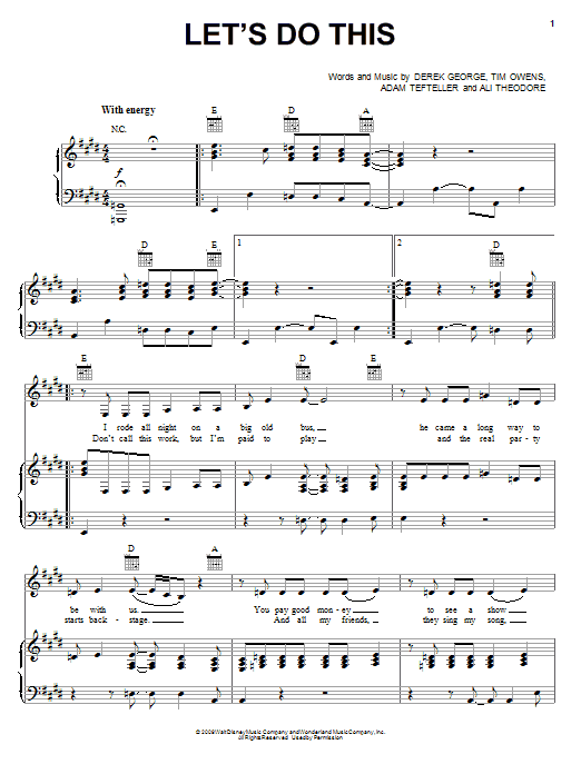 Hannah Montana Let's Do This sheet music notes and chords arranged for Piano, Vocal & Guitar Chords (Right-Hand Melody)