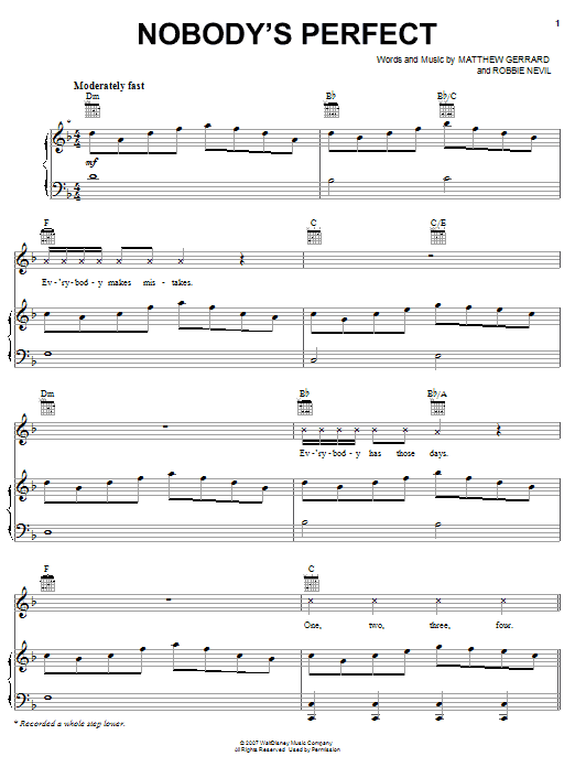 Hannah Montana Nobody's Perfect sheet music notes and chords arranged for Piano, Vocal & Guitar Chords (Right-Hand Melody)