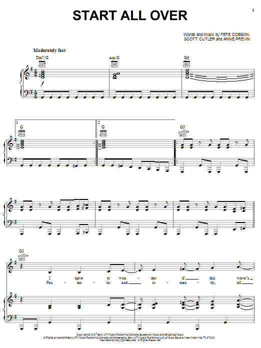 Hannah Montana Start All Over sheet music notes and chords arranged for Easy Piano