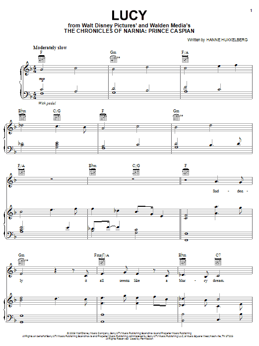 Hanne Hukkelberg Lucy sheet music notes and chords arranged for Piano, Vocal & Guitar Chords (Right-Hand Melody)