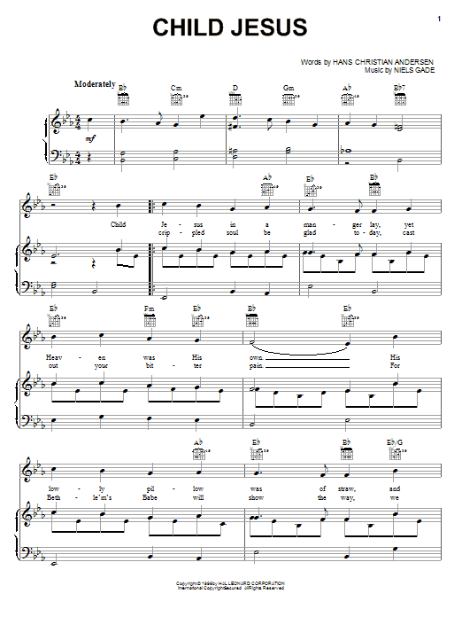 Hans Christian Andersen Child Jesus sheet music notes and chords arranged for Ukulele Chords/Lyrics