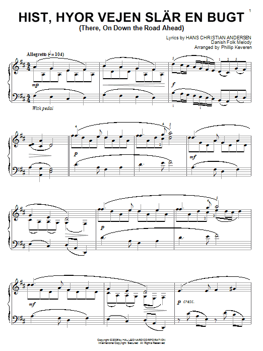 Hans Christian Andersen Hist, Hyor Vejen Slar En Bugt (There, On Down The Road Ahead) (arr. Phillip Keveren) sheet music notes and chords arranged for Big Note Piano