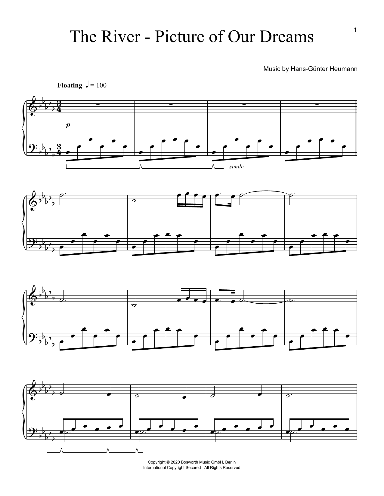 Hans-Günter Heumann The River - Picture Of Our Dreams sheet music notes and chords arranged for Piano Solo