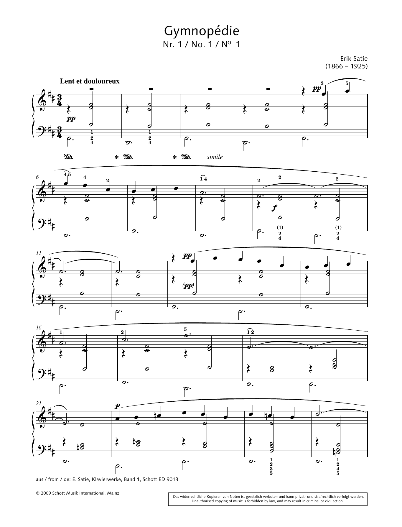 Hans-Gunter Heumann Gymnopédie No.1 sheet music notes and chords arranged for Piano Solo