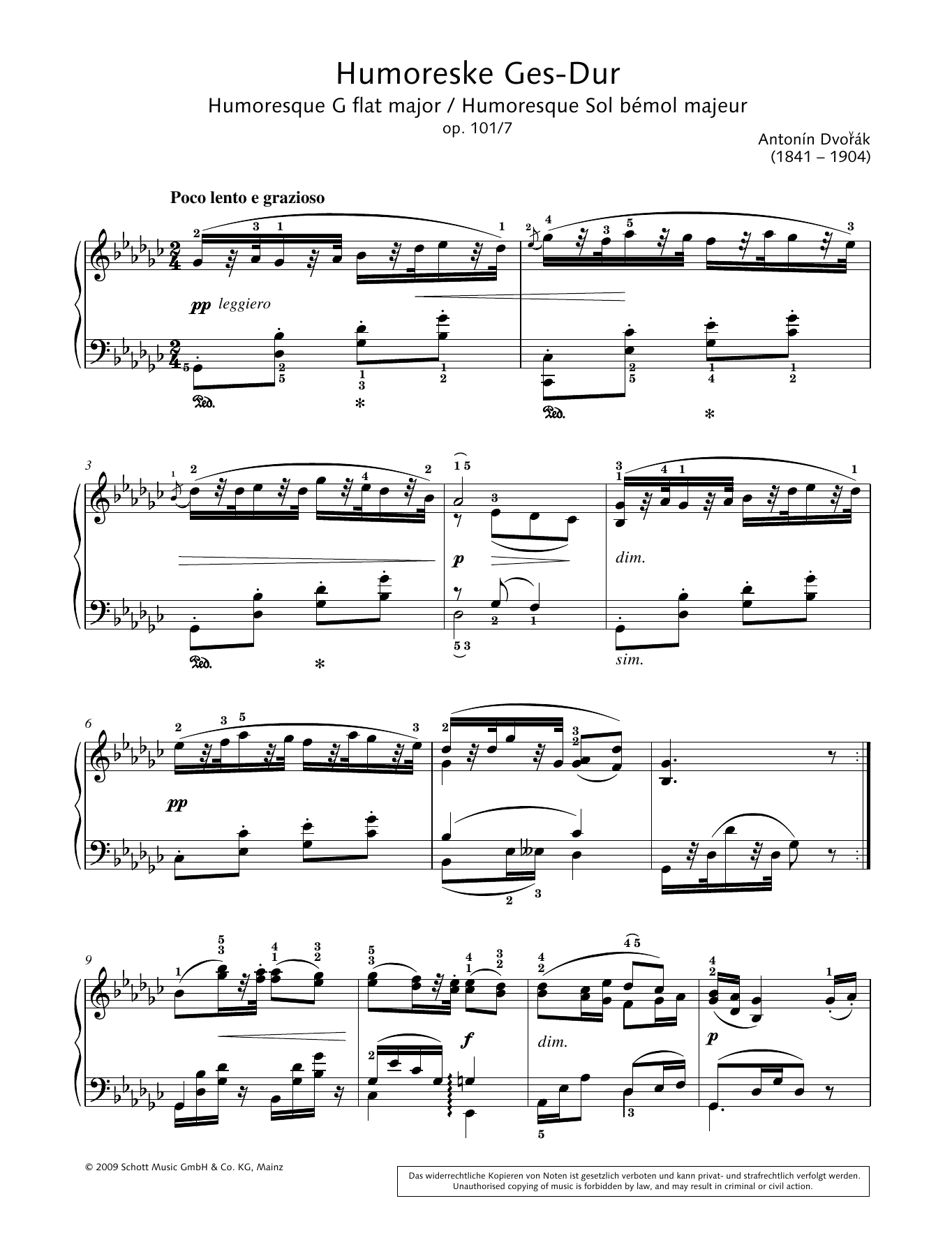 Hans-Gunter Heumann Humoresque G-flat major sheet music notes and chords arranged for Piano Solo